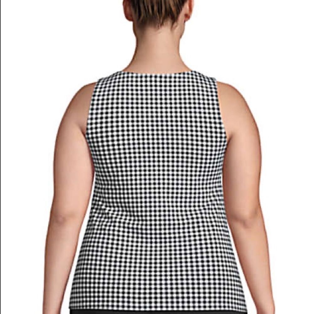 Land’s End Plus size high neck tankini black white check Various - Picture 3 of 5